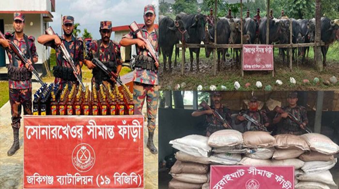 সিলেট সীমান্তে অর্ধকোটি টাকা মালামাল জব্দ