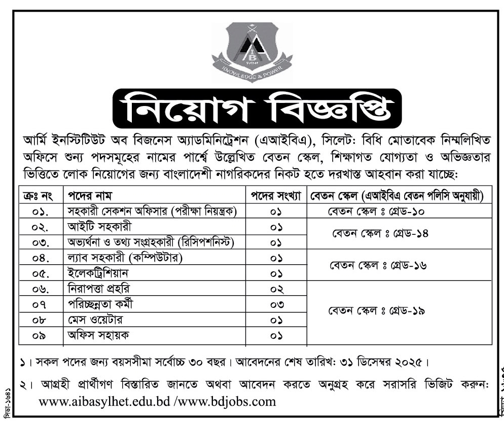 নিয়োগ বিজ্ঞপ্তি