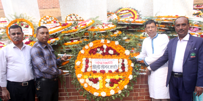 শহীদ মিনারে ভাষা শহীদদের প্রতি সিলেট স্টেশন ক্লাবের শ্রদ্ধাঞ্জলি অর্পণ
