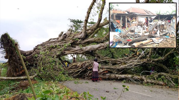 ঝড়ে নওগাঁয় লণ্ডভণ্ড বাড়িঘর, বিচ্ছিন্ন বিদ্যুৎ ব্যবস্থা