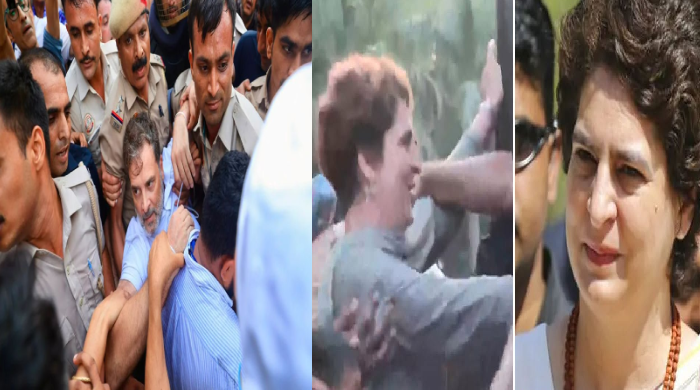 মোদির বাসভবনের সামনে বিক্ষোভ, রাহুল-প্রিয়াঙ্কা গান্ধী আটক